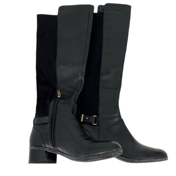 Bandolino Black Leather Zip Over the Knee Boots | Size 8 - Picture 1 of 6